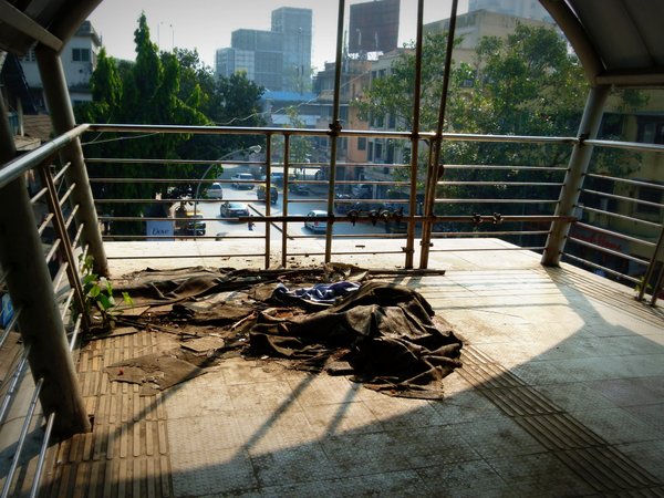 Debris at one end of the Skywalk