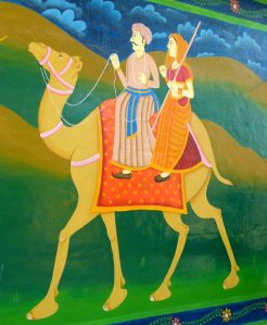 A wall moral painted on the walls of the Camel Museum