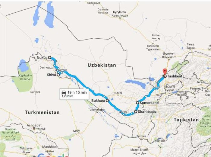 Nukus, Uzbekistan to Tashkent, Uzbekistan - Google Maps